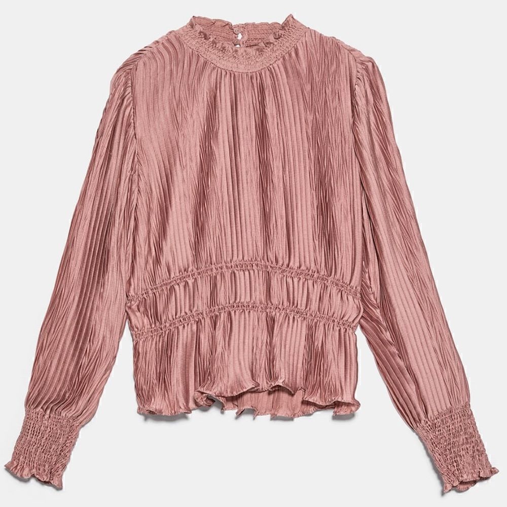 ZARA PLEATED BLOUSE - Picture 9 of 10
